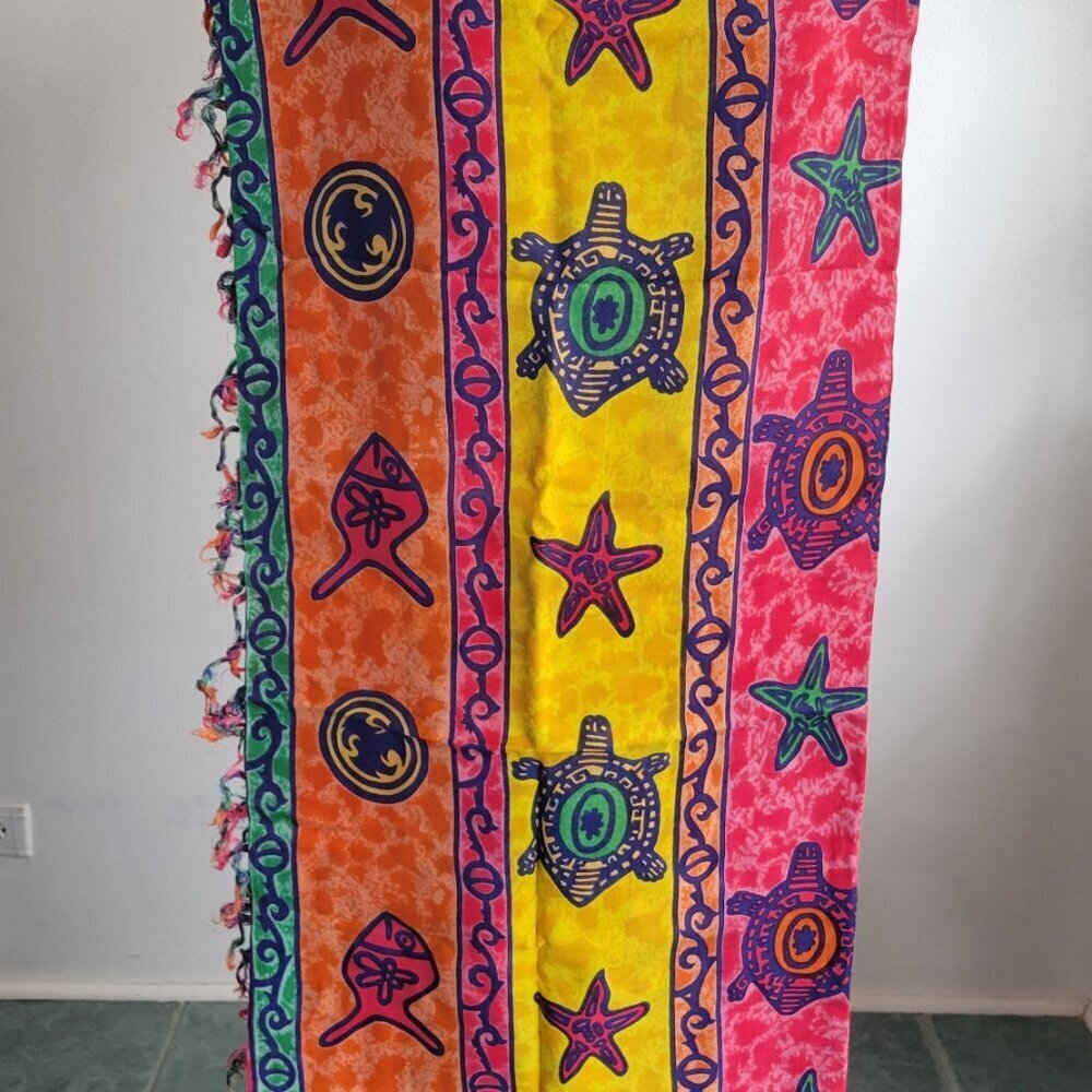 India Designed Colorful Extra-Large Scarf or Sarong - Picture 7 of 12